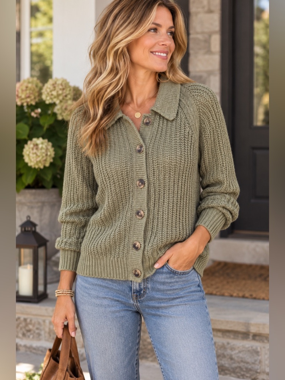 Garnet Hill XS Maren Sage Green  Linen Organic Cotton Knit Cardigan Sweater NWT